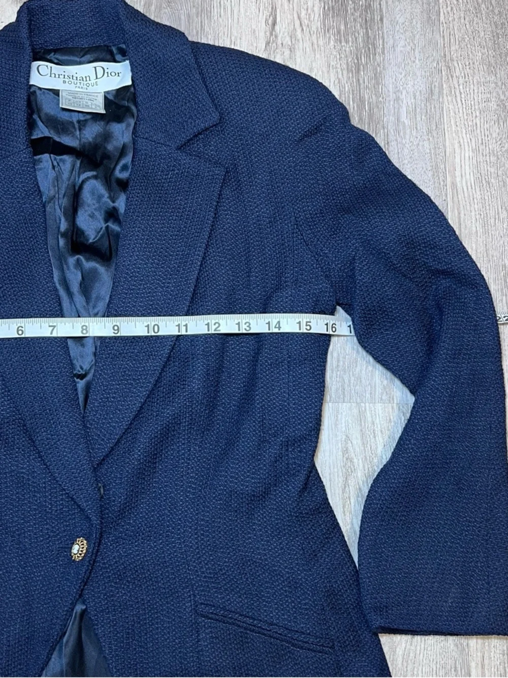 Christian Dior Boutique Navy Textured Blazer Jacket Size 8